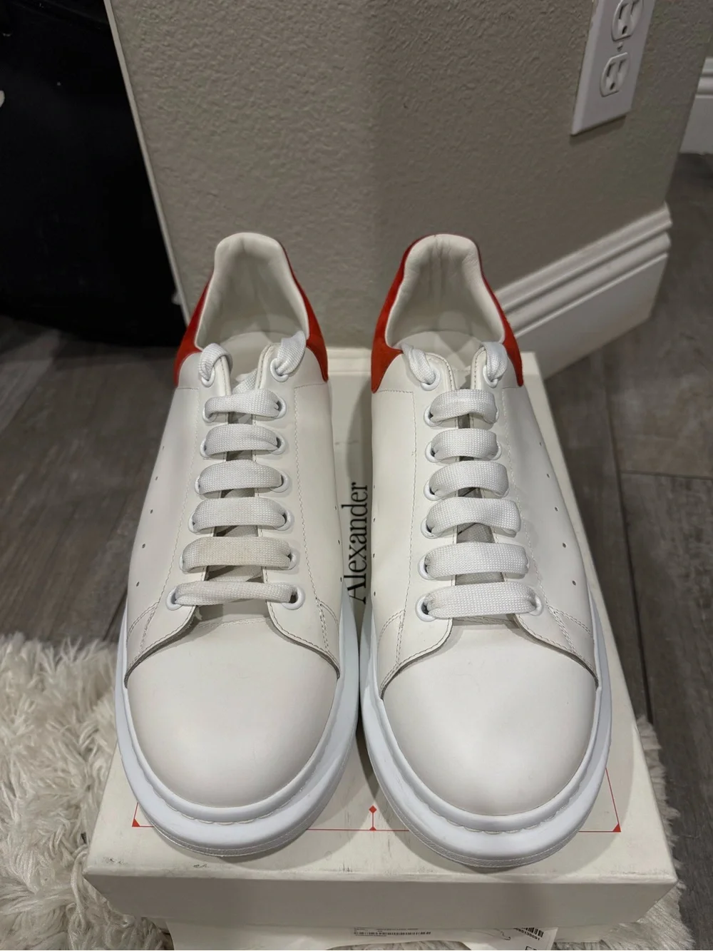 ALEXANDER MCQUEEN OVERSIZED LEATHER SNEAKERS WHITE/RED MEN SIZE 12 EU 46